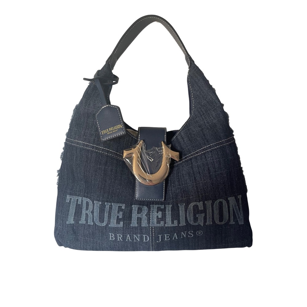 True Religion Denim Hobo Dark Wash Indigo Shoulder Bag NEW